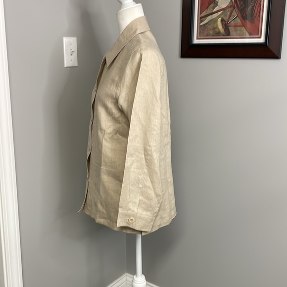 Pendleton Linen tan button blazer Jacket Sz Small Khaki Tan color Neutral Petite - Picture 2 of 4